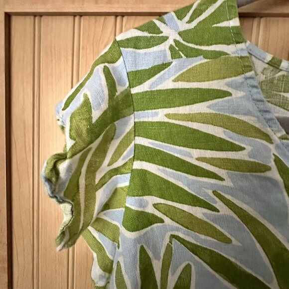 Sigrid Olsen 100% Linen Women Small Lime Green/Blue short sleeve Dress - Picture 4 of 8